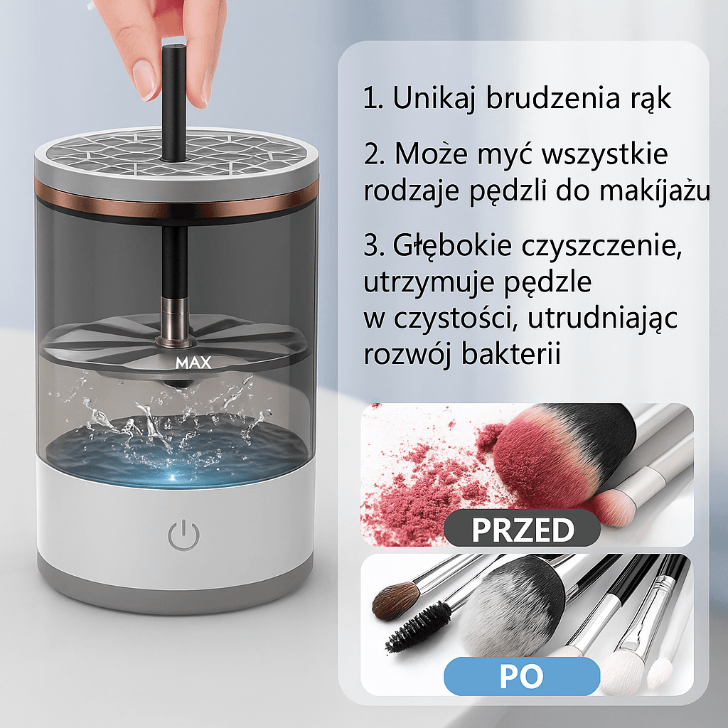 Glowly - Elektryczna Maszyna do Czyszczenia Pędzli Kosmetycznych z Suszarką